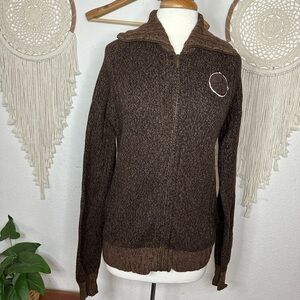 Diesel Mens Wool Blend zip front cardigan Sweater in Brown Large